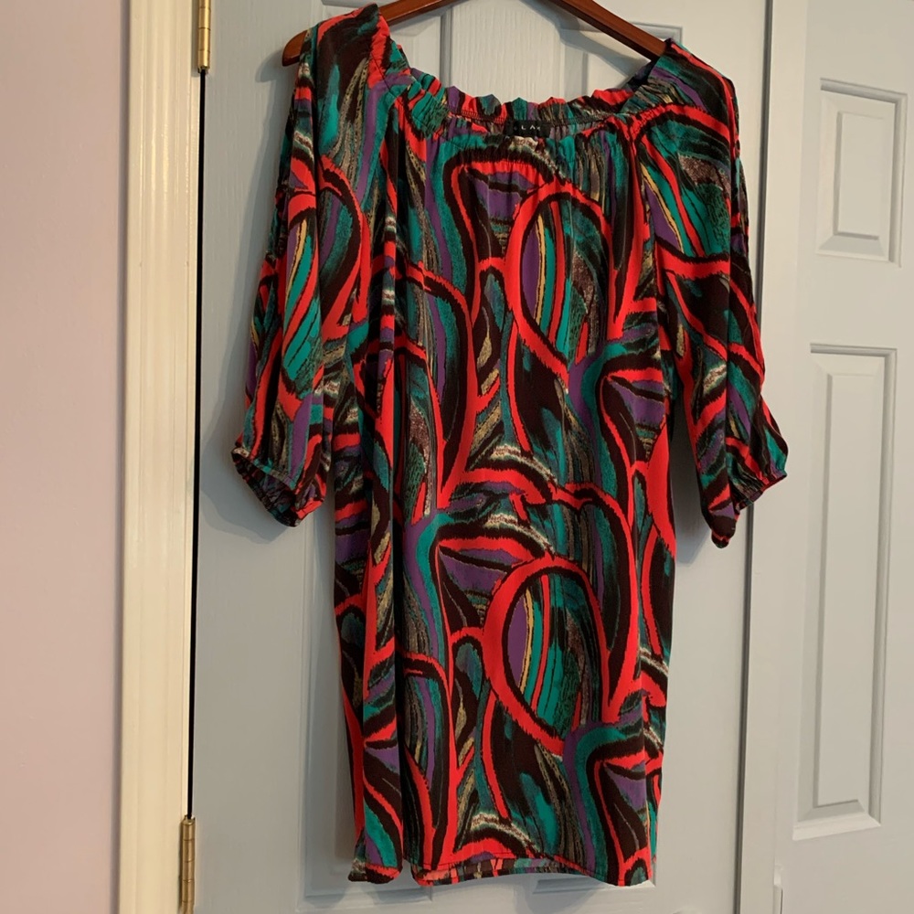 Of the shoulder open sleeves mini dress